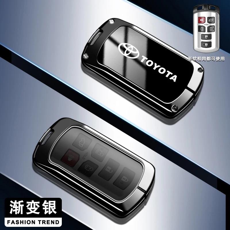 

6 Button Car Key Case Cover Shell Holder For Toyota Sienna Se Tacom 2015 - 2020 Zinc Alloy Leather Protector Keychain Accessory