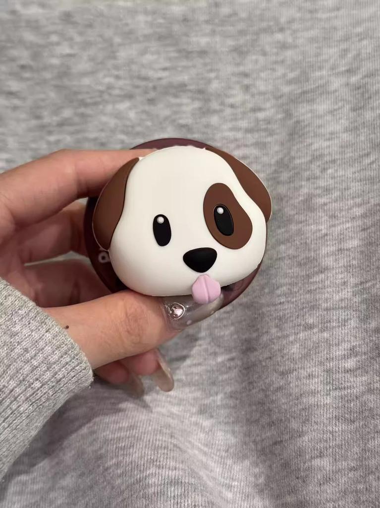 2 IN 1 Cute Puppy Cartoon Magnetic Grip Tok Phone Case for iPhone 17 Pro Max 15 14 16 Wireless Charge Funny Cover for Magsafe
