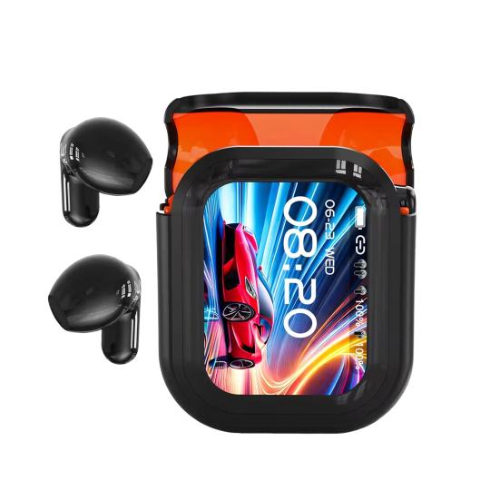 

Bluetooth-совместимые наушники Стереозвук Шумоподавление Водонепроницаемые ЖК-сенсорный экран Спорт чёрный