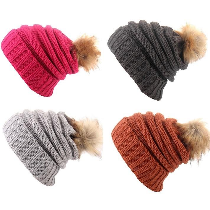 Stylish Winter Women's Knitted Beanie Hat With Versatile Pom Pom Design And Warm Material