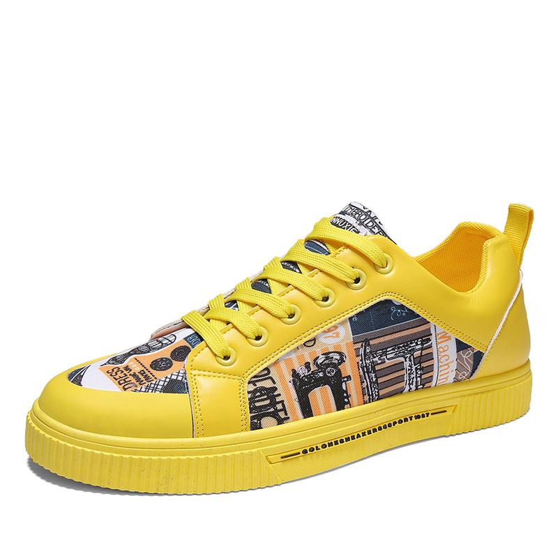 

Желтые повседневные мужские туфли модные граффити вулканизированные кроссовки мужские дизайнерские парусиновые туфли унисекс уличные хип-хоп кроссовки мужские 40 жёлтый
