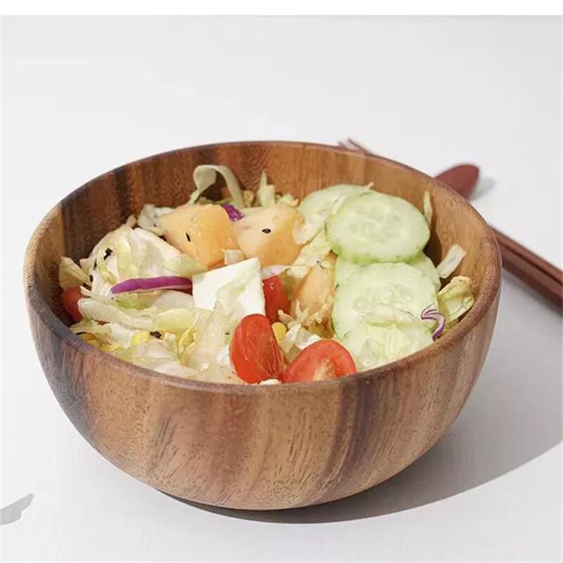 Abay Solid Acacia Wood Round Bowl