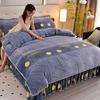 Light luxury high-end thickened milk fleece four-piece set, winter warm quilt cover, double-sided coral fleece anti-static three-piece set