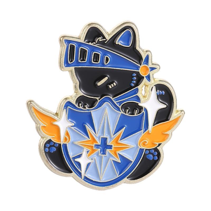 Xiaomi Cosplay Card Reasoning Game & Black Cat Enamel Pin Punk Demon Witch Cat Knight Shield Black Cat Brooch Lapel Bag Badges Jewelry