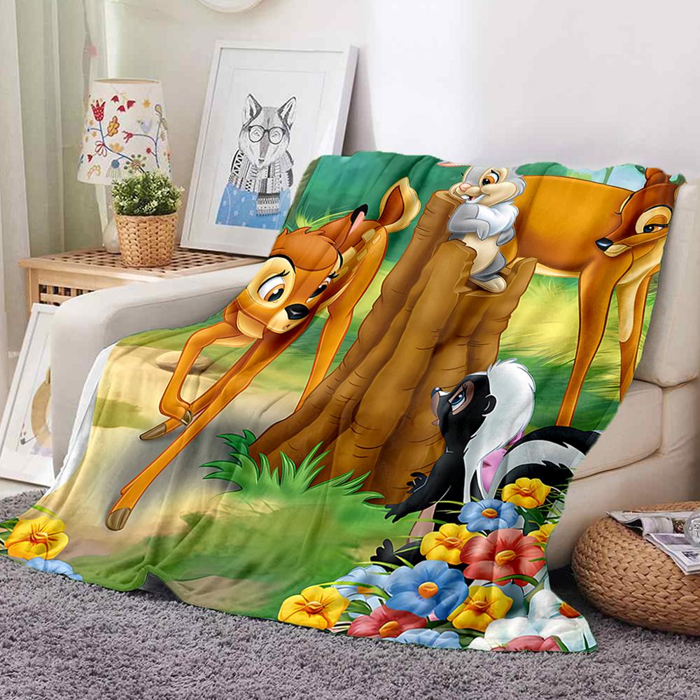 Coperta di Flanella Regina B-Bambi Stampa Cerbiatto - Coperta Morbida e Accogliente per Divano, Poltrona o Letto, Ufficio, Viaggio, Campeggio, Regali per le Feste