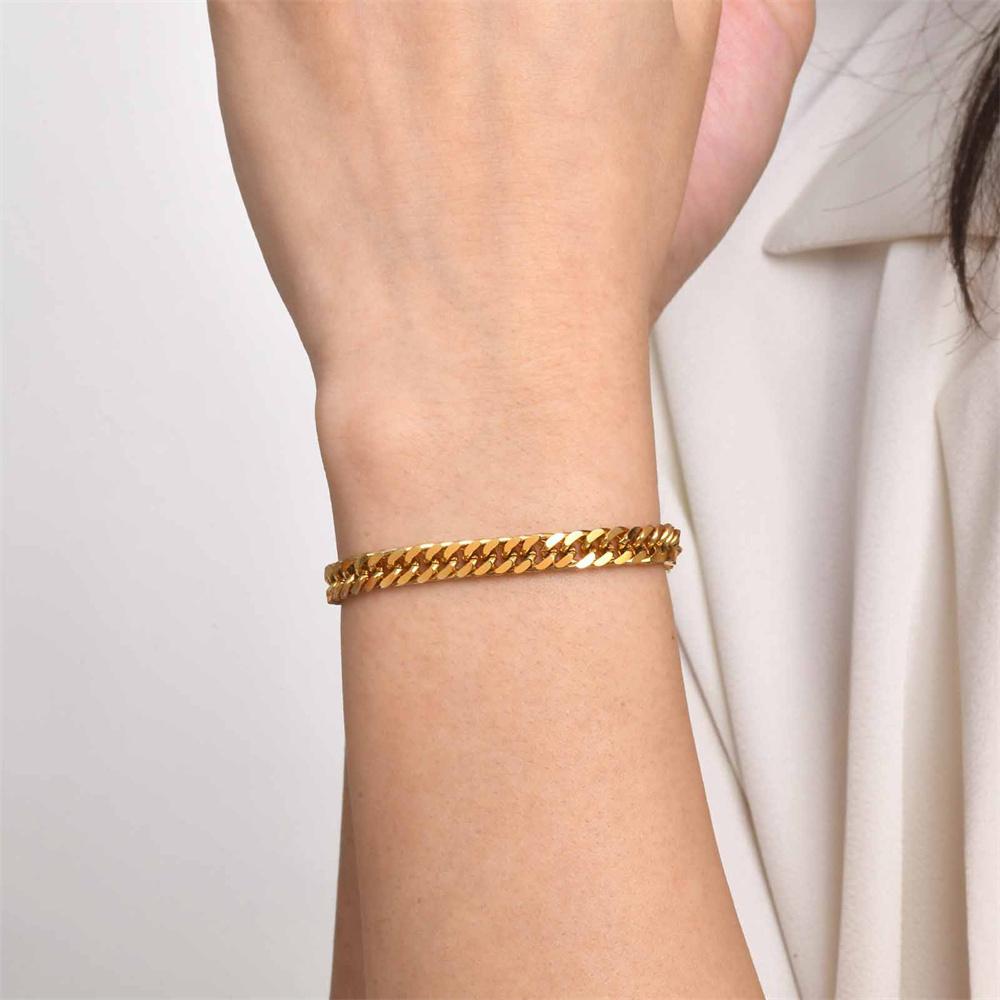 Punk Cuban Link Bracelet Necklace Set 6.5mm Gold Color Stainless Steel Chains for Men Women Dubai Fashion Party Jewelry Sets
