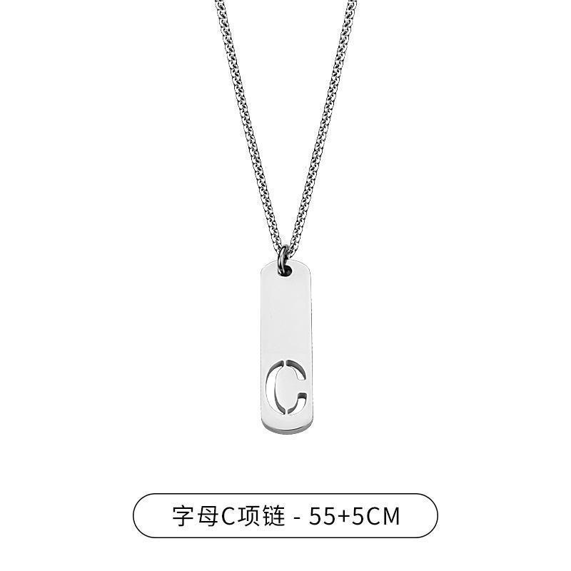HNSP 316L Stainless Steel Initial Pendant Chain Necklace For Men Letter Tags  Accessories