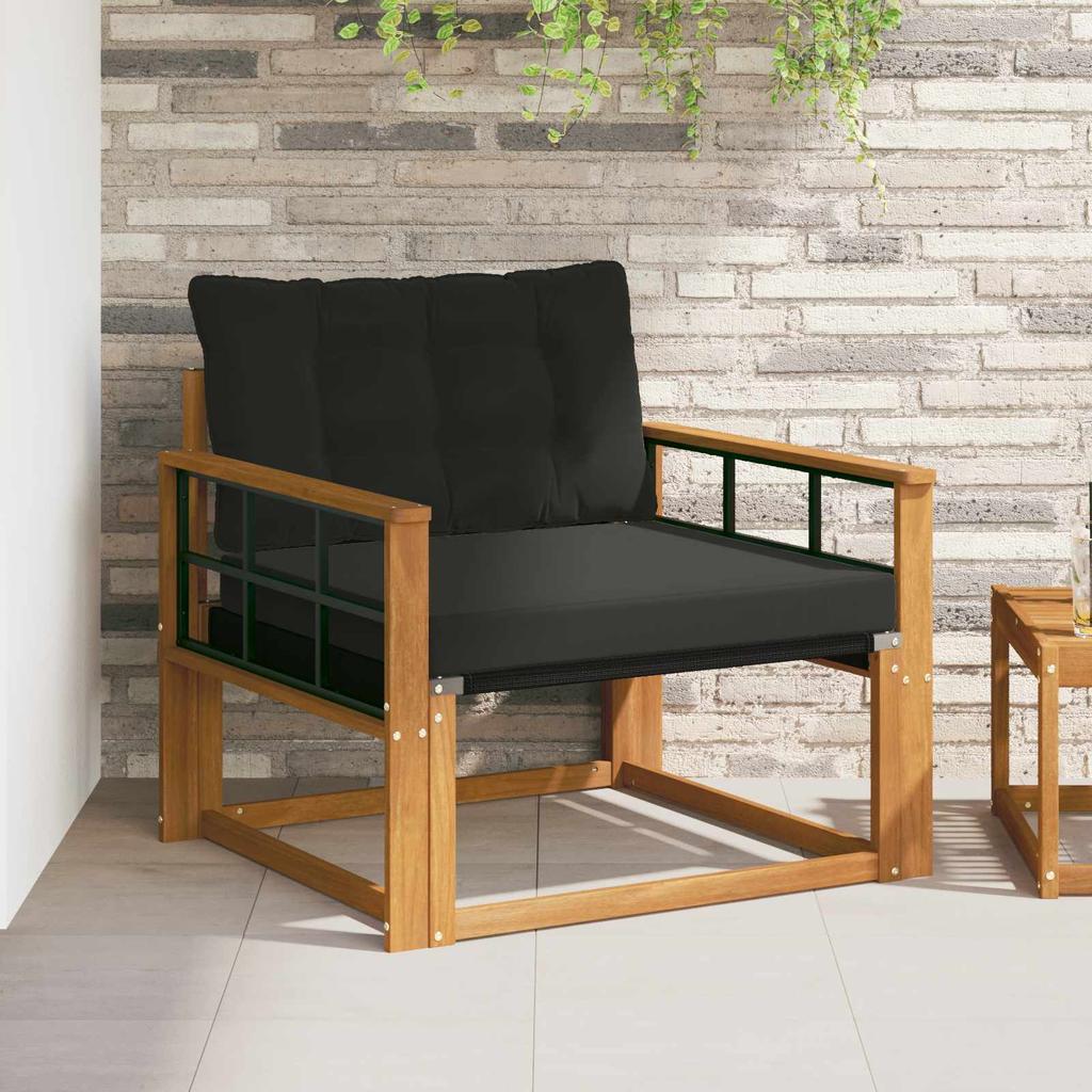 Outdoor Sofa Set Solid Acacia Wood and Textilene Natural