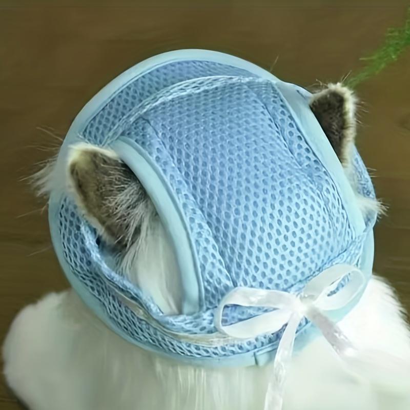 1 Stück Sonnenschutzkappe für Haustiere mit Schleifen-Dekoration für Hunde und Katzen - Verstellbar und Stilvoll