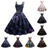 Women's Halloween Print Sexy Off-The-Shoulder Punk Vintage Dress