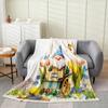 Spring Gnome Throw Blanket,Yellow Sunflowers Fleece Flannel Blanket for Toddler,Floral Truck Fuzzy Blanket,Lovely Bee GnomeDwarf