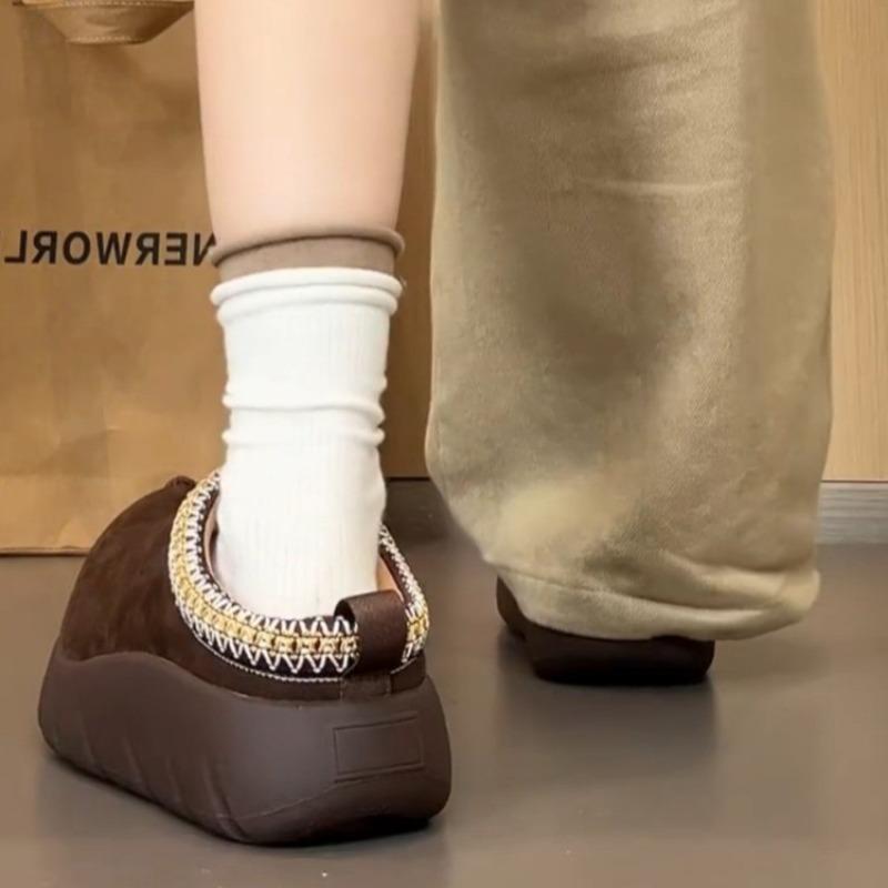 thick-soled wool half slippers women's new winter velvet thermal shoes thickened snow boots