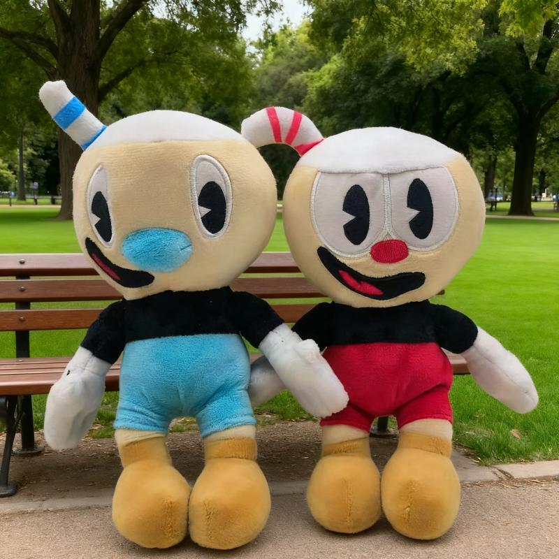 24cm Cuphead Plush Toys Mugman Game Doll Toys Adventure Game Soft Stuffed Plush for Kids Birthday Gift