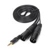 Microphone Cable 3.5mm Connector To Dual XLR Male Adapter Interconnect Patch Cord