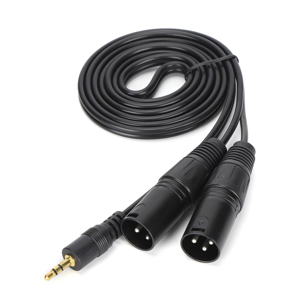 Microphone Cable 3.5mm Connector To Dual XLR Male Adapter Interconnect Patch Cord