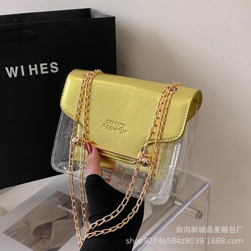 Popular small bag women 2025 new fashion messenger small bag chain bag transparent child and mother bag small square bag