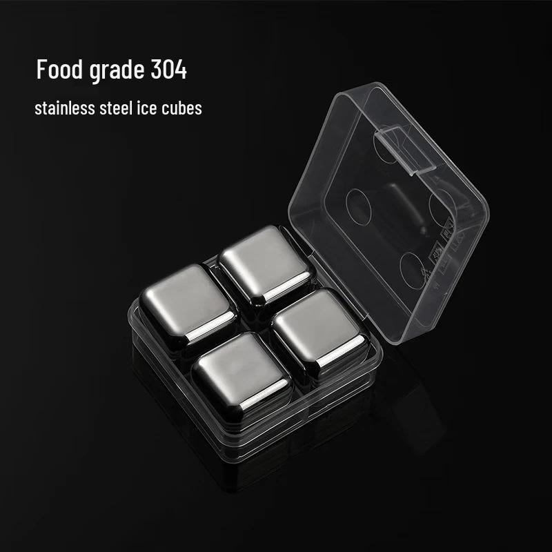 304 Food Grade Stainless Steel Square Ice Cubes for Quick Freeze, Wine, Water, Whiskey, Household Use