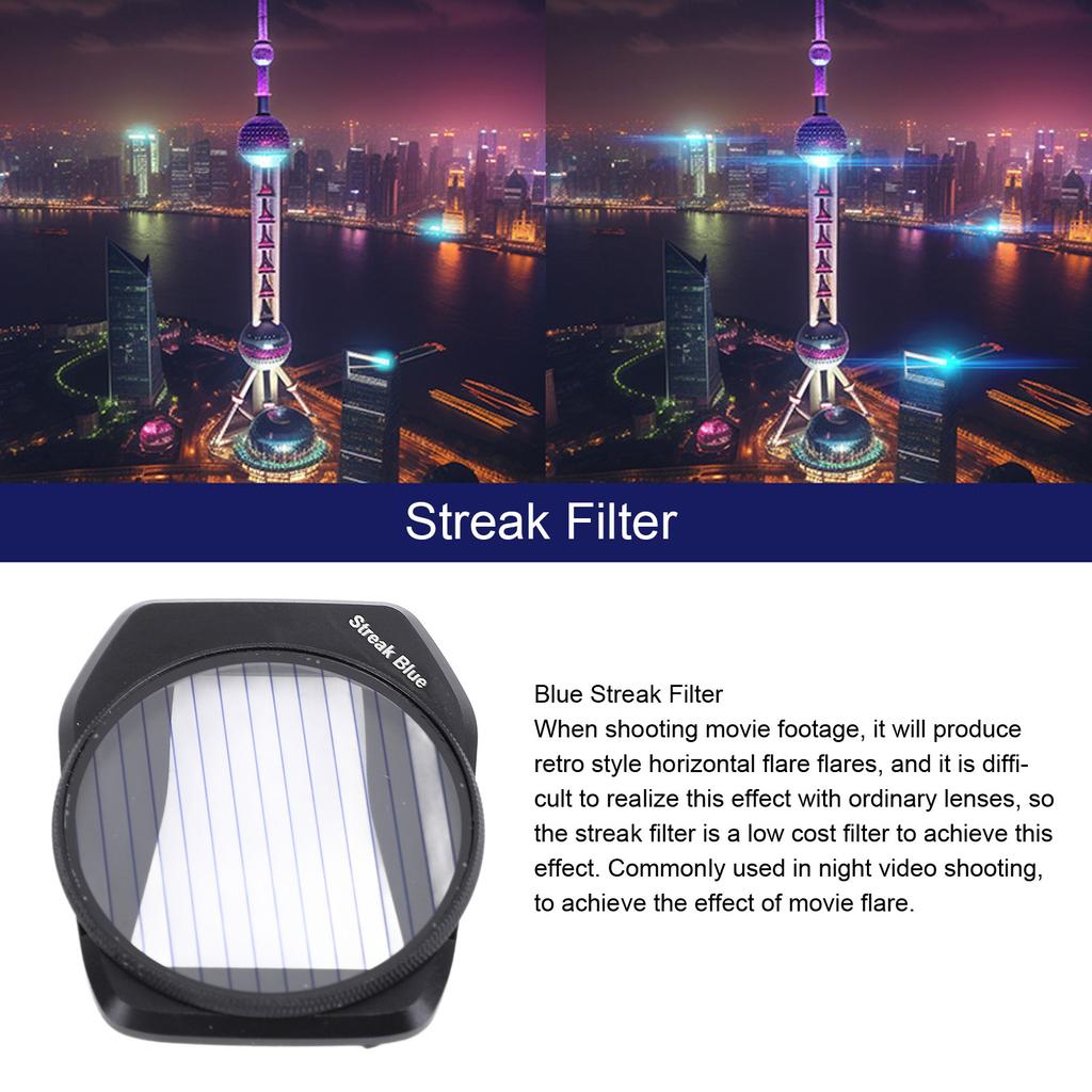 Drone Effect Filter HD Coated Snap On Portable Aluminum Frame Optical Glass Blue Streak Filter for AIR3S