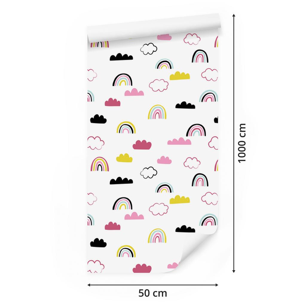 Colorful Clouds Rainbows Wallpaper for Living Room and Bedroom 50x1000