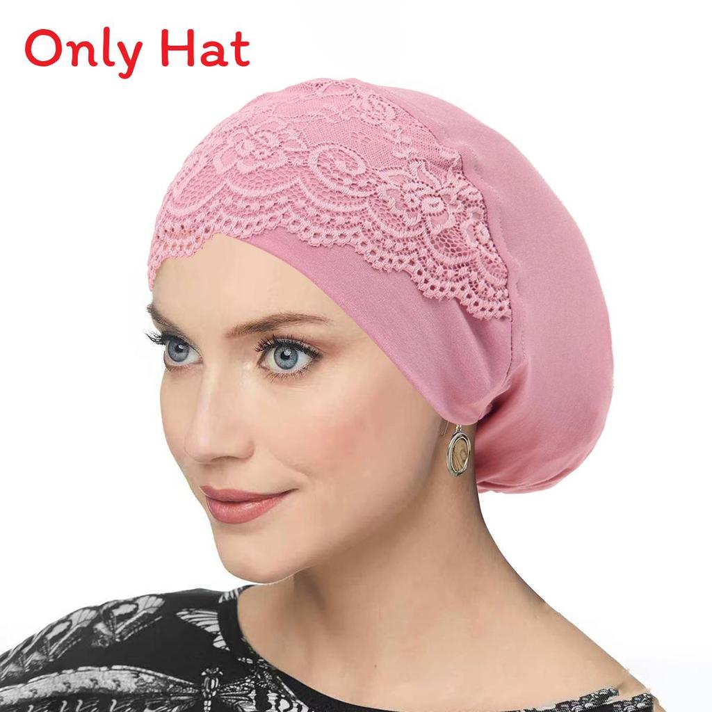 Ladies Lace Cross Headscarf Cap With Soft Lightweight Fabric For Casual Wear