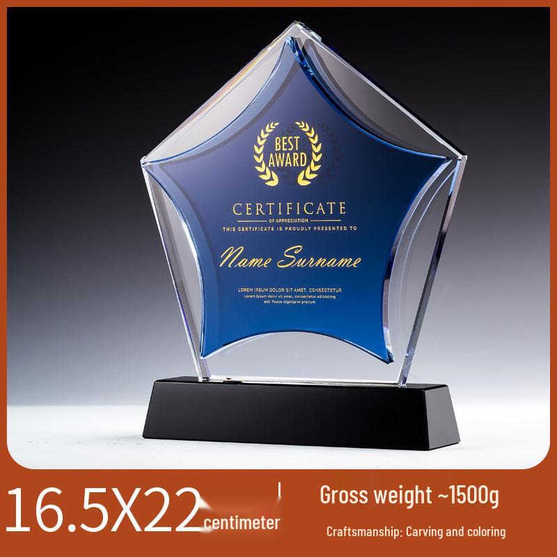 Custom Blue Crystal Star Trophy - Annual Meeting Award Souvenir синий