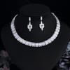 Light Luxury Bride Zircon Set Chain Bright Diamond Necklace Earrings Wedding Dress Accessories Set