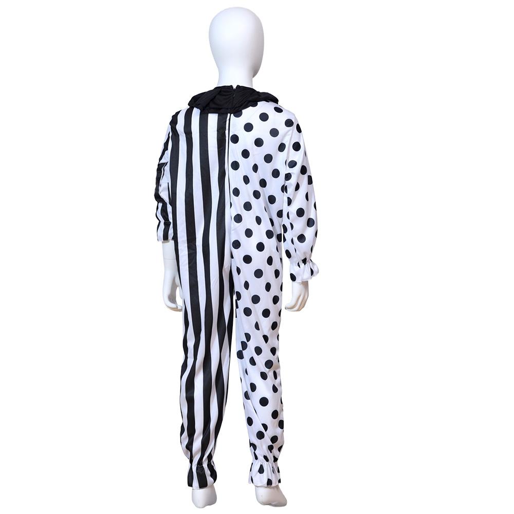Party clown role-playing costume, black and white spotted striped jumpsuit, children's adult Halloween makeup ball props