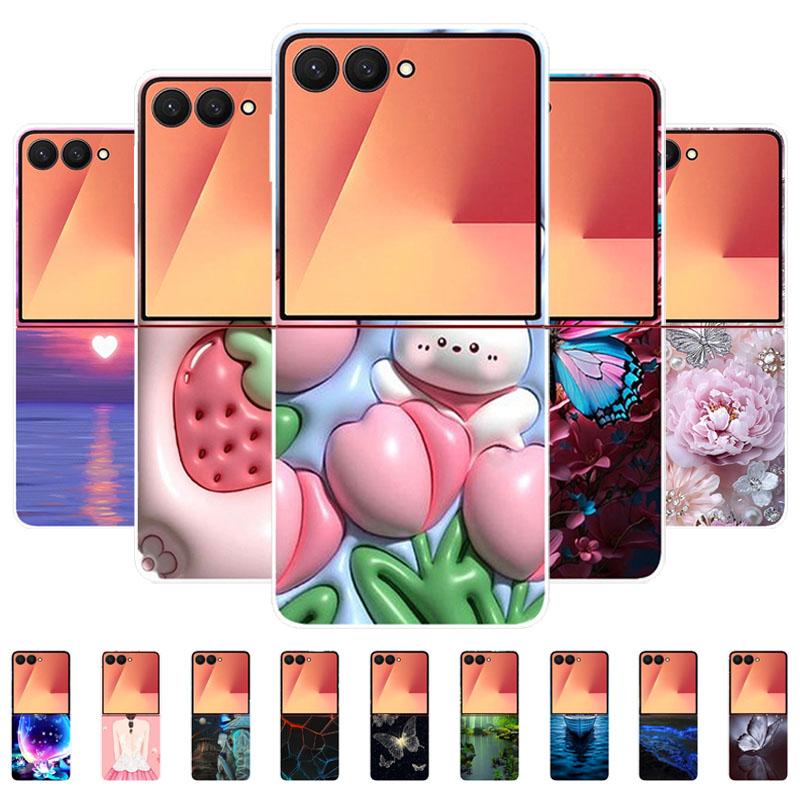 Für Samsung Galaxy Z Flip 7 6 5 4 3 Hülle Mode Malerei Hart-PC Transparente Abdeckung Für Galaxy Z Flip7 Faltbare Hüllen Funda Coque