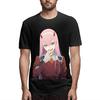 Darling In The Franxx Comfortable Short Sleeve Shirts Crew Neck Personality Fashion T-Shirt Black