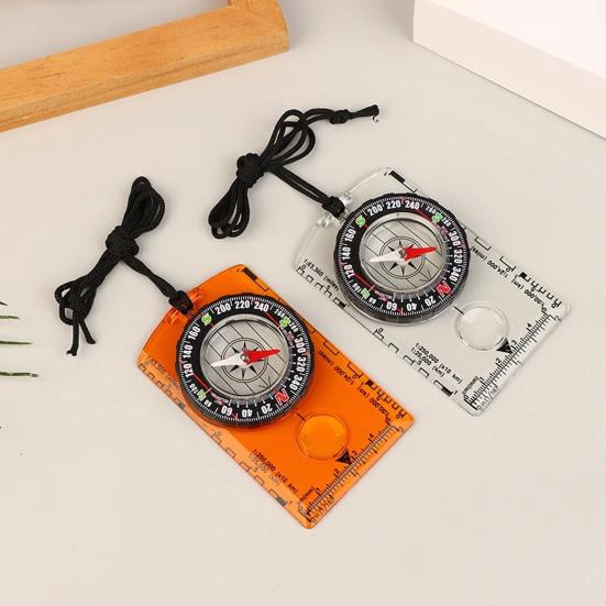 Outdoor-Kompass mit Lupe, Lineal, Skala, Multifunktional, Camping, Wandern, Rucksackreisen, Survival, Orientierungslauf-Kompass, Navigationswerkzeug
