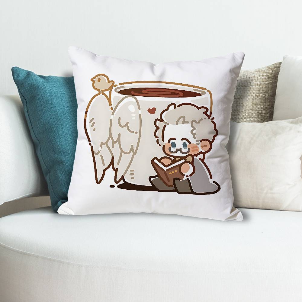 GGood OOmens TV Anime Celebrity Merchandise AllMatch Printed Pillow Case Sofa Car Office Room Decoration Protector