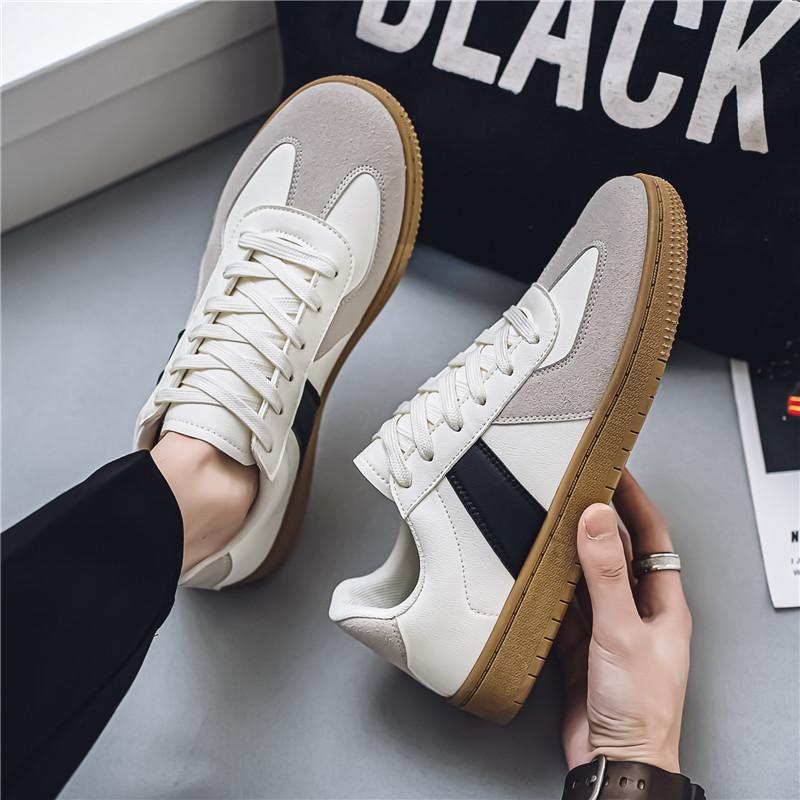 Made Retro Patchwork German Trainers Shoes for Unisex Summer Classic White Low Top Sports Tennis Shoes Outdoor Lace-Up Sneakers