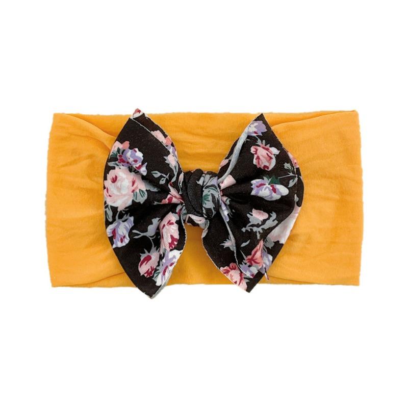 baby new children's hair accessories cute baby floral seamless wide headscarf nylon bow baby headband