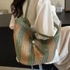 New straw beach tote bag large capacity tote bag summer beach bag vertical stripe vacation wind women's bag