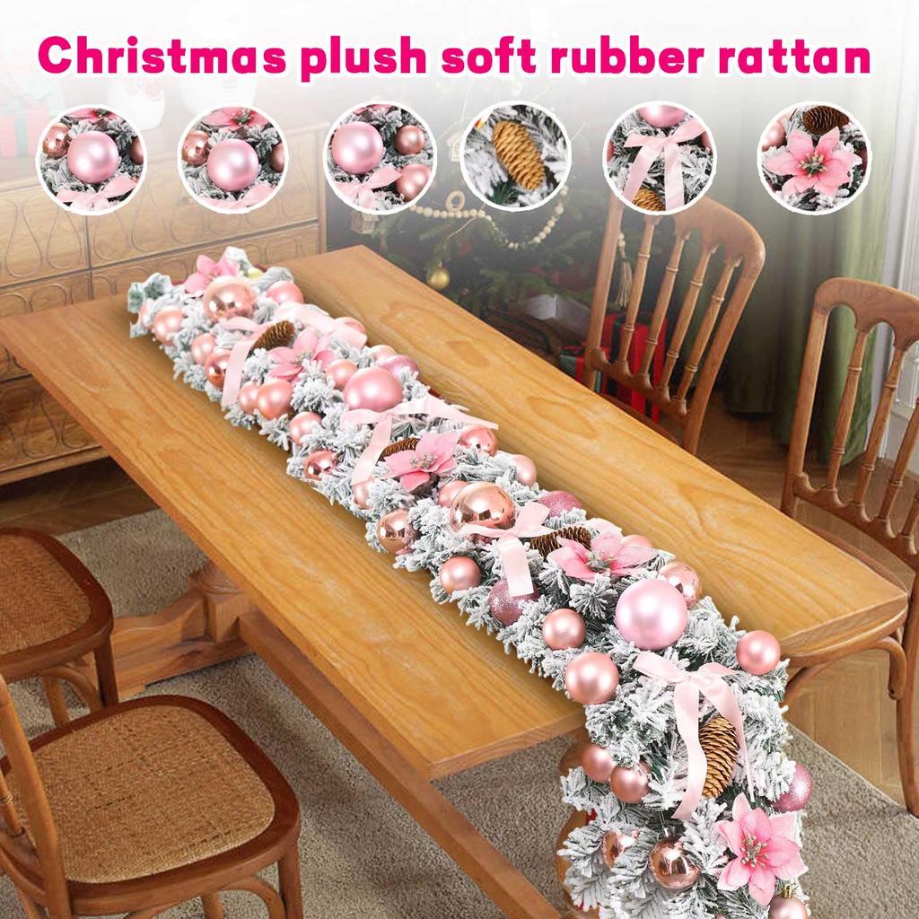 270CM Christmas Flocked Soft Vinyl Rattan