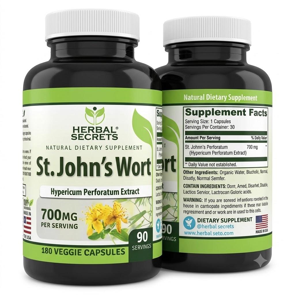 St. Johanniskraut 700mg Veggie-Kapseln, 180 Stück (350mg pro Kapsel)