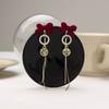 Shiny Rhinestone Bow Stud Earrings Pearl Sweet Jewelry Simple Dangle Earrings  Wedding Accessories