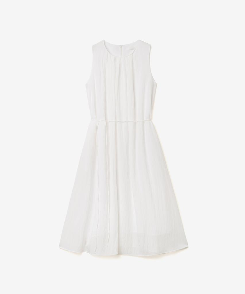 Ieoning Shirring Long Sleeveless Dress, White