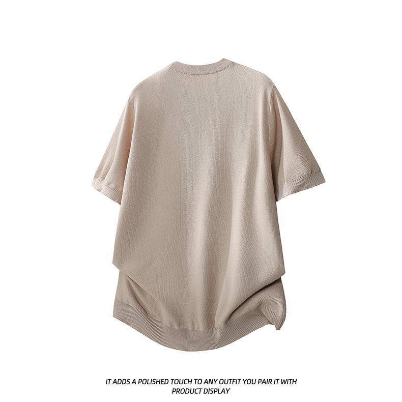 2026 Japanese Style Men's Trendy Loose Knit Short Sleeve Summer Top