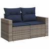 Sofa Set 5 pcs. Gray and Navy Blue Poly Rattan and Steel