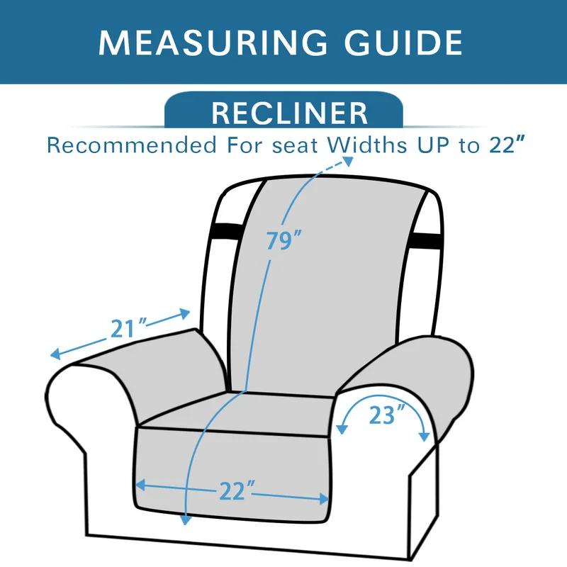 Waterproof Quilted Recliner Chair Cover Recliner Cover Recliner Slipcover Secure with Elastic Strap and Non Slip