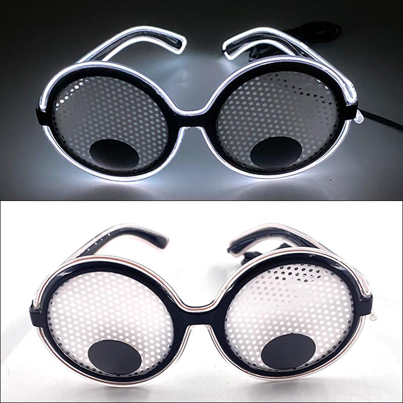 LED Lovely Eyeball Movable Glasses Neon Music Rave Fluorescent Party CHRISTMA DECOR Light Round Frame Funny Cartoon Glasses