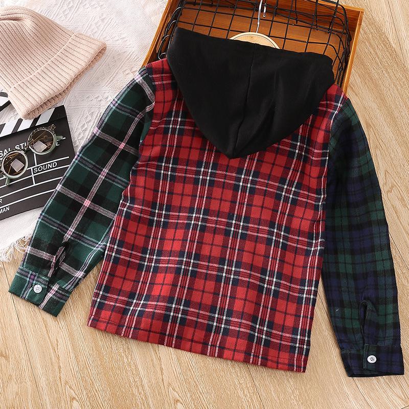 Spring New Children's Shirt Jacket 7-12 Long Sleeve Color Blocking Unisex Children's Top