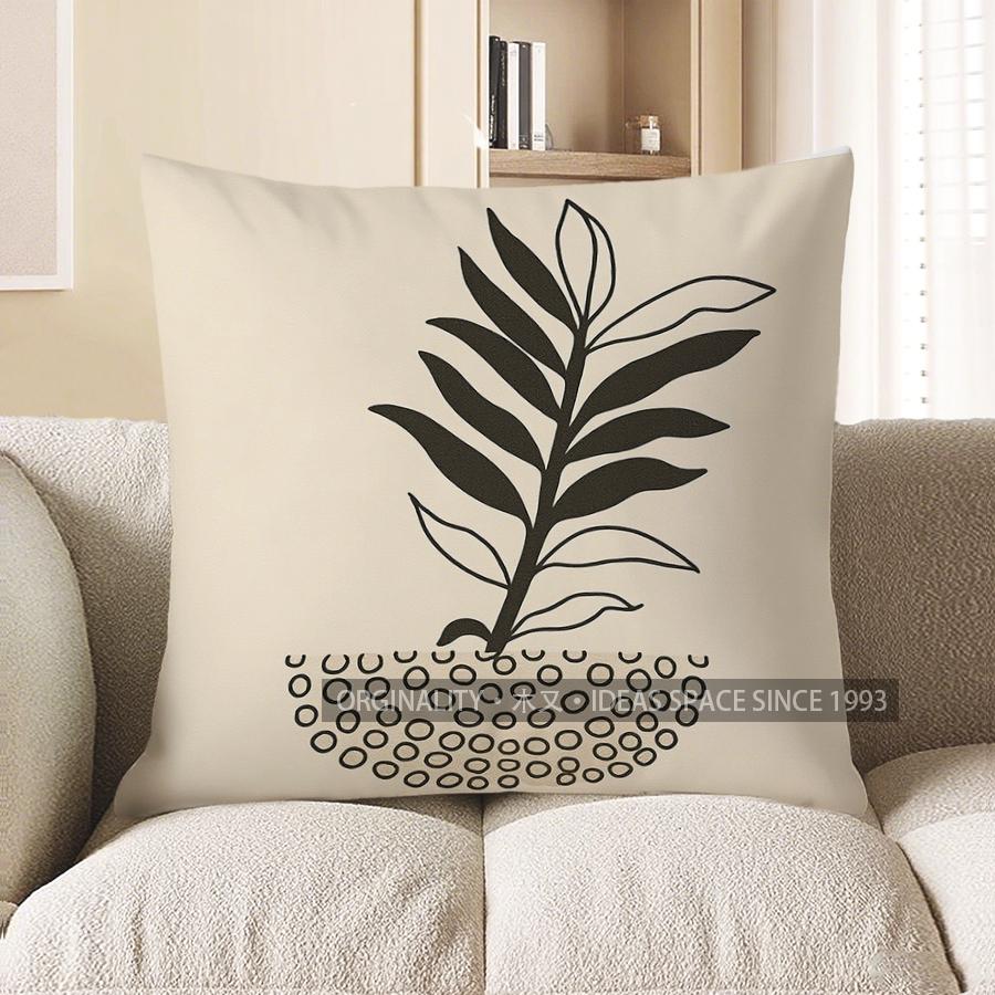 Home Decor Minimalist Black Leaf Pattern Throw Pillow Pattern Cushion Cover Suitable for Sofa Bedroom Car Pillow Cover