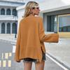 Autumn and Winter Women's Sweater Solid Color Round Neck Knit Loose Flared Sleeve Pullover Sweater
