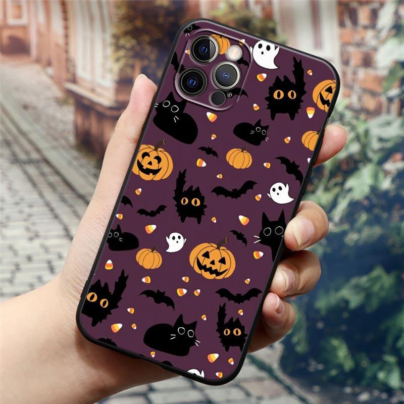 Happy Halloween Cat Pumpkin Phone Case For Apple iPhone 17 16 15 14 13 12 11 Pro Max 16 Plus 17Air 17PM Back Cover Silicon Funda