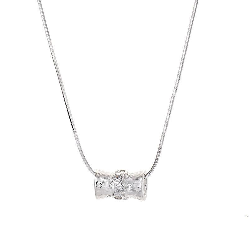 S925 Sterling Silver New Brushed Diamond Small Waist Necklace Women's Design and Premium Pendant Sweater Chain