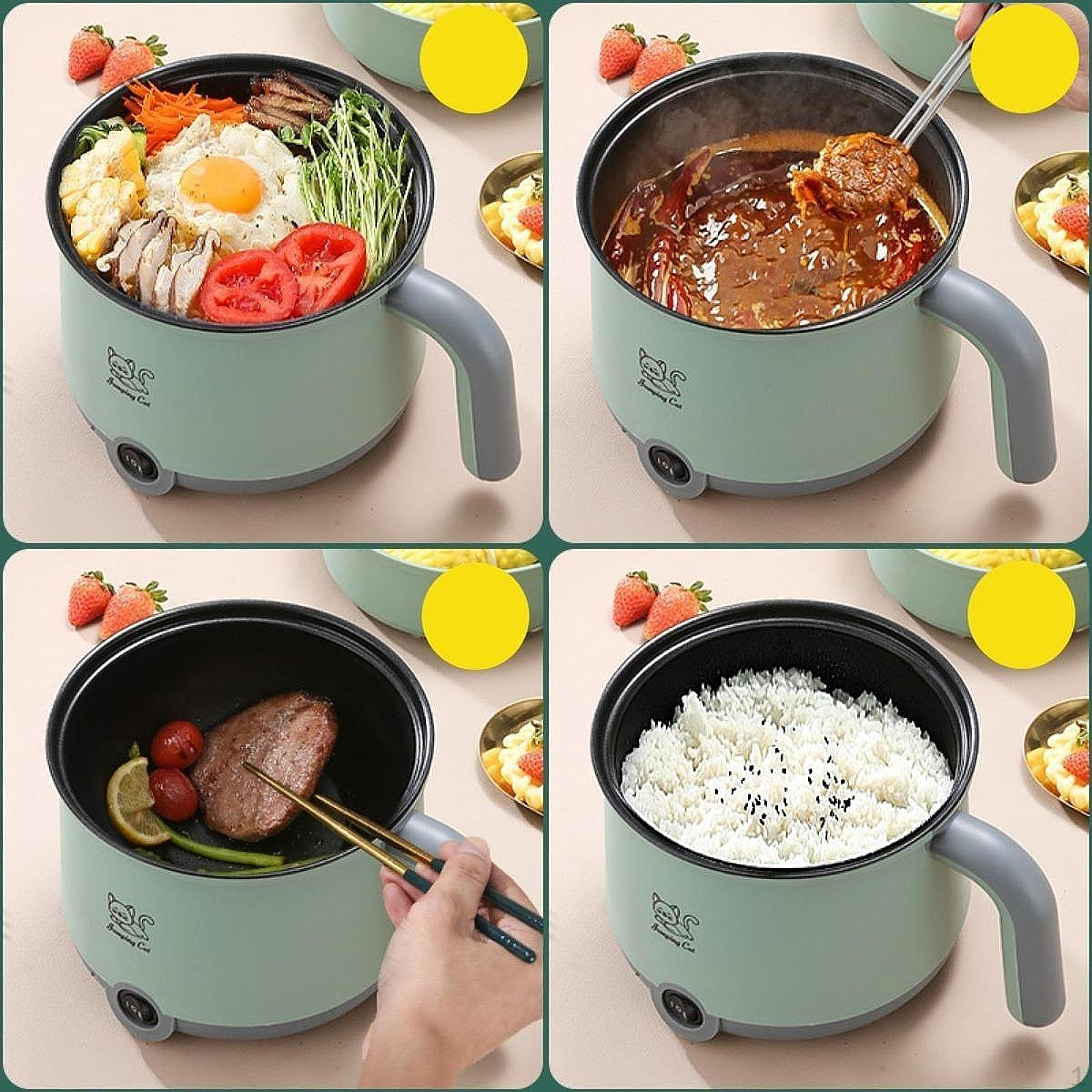 

Мини-кастрюля 1,8 л многоцелевая антипригарная электрическая плита для яиц, супа, пасты, зеленая красный