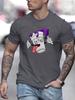[Funny Cartoon Graphic Tee] Trendy Cartoon Graphic Print T-shirt - Men's Casual Funny Round Neck Tee For Summer