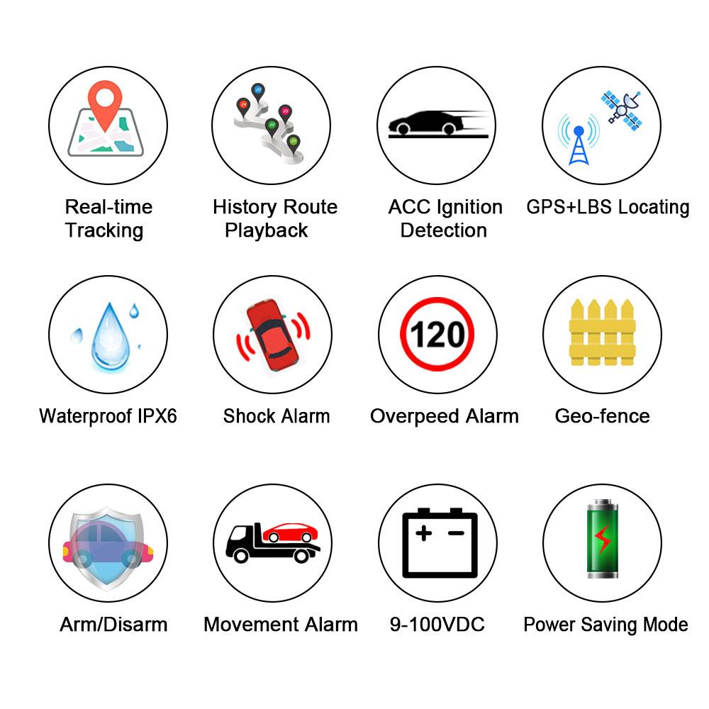 Car GPS Tracker 4G LTE Vehicle Tracker Cut Off Oil Engine Motorcycle GPS Locator Tracking Device Waterproof IPX6 Free APP Track